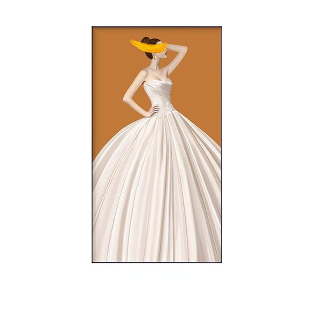 Модное белое платье, женский плакат с принтом, современная абстрактная фигура принцессы, холст, картина, скандинавское украшение стены спальни, живопись
