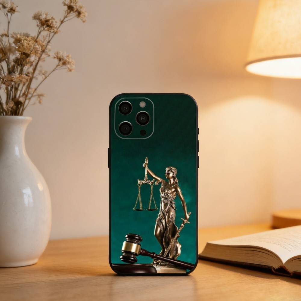 Закон Юрист Судья Правосудие Чехол для телефона для iPhone 17,16,15,14,13,12,11 Plus,Pro Max,XS,Мягкий силиконовый черный чехол