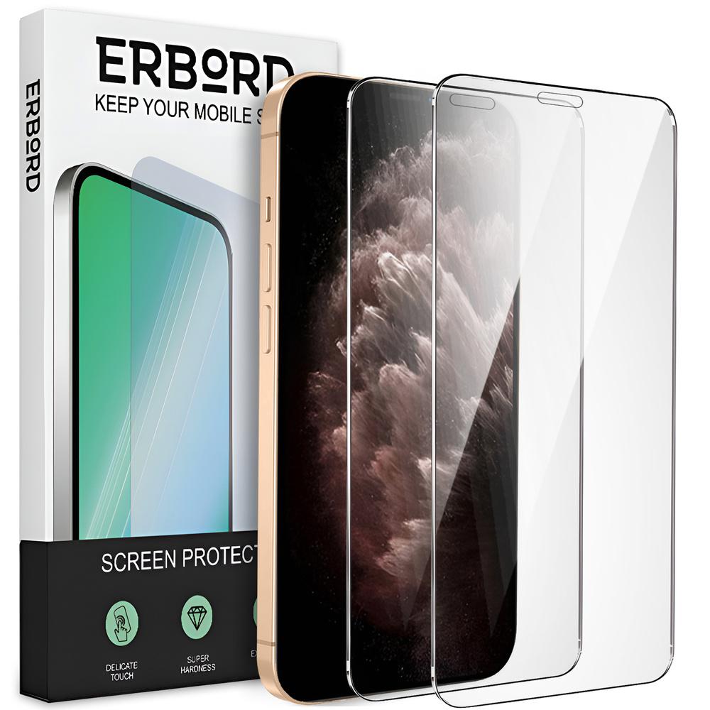 2x Tempered Glass for iPhone 11 Pro Max, ERBORD 9H Hard Glass, glass