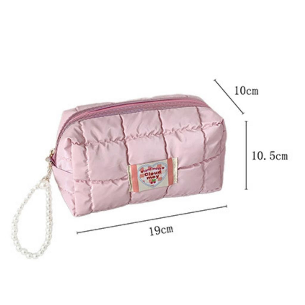 Cosmetic Bag Solid Color Travel Toiletry Bag Pearl Handle Cosmetic Bag Elegant For Backpack Travel Organization