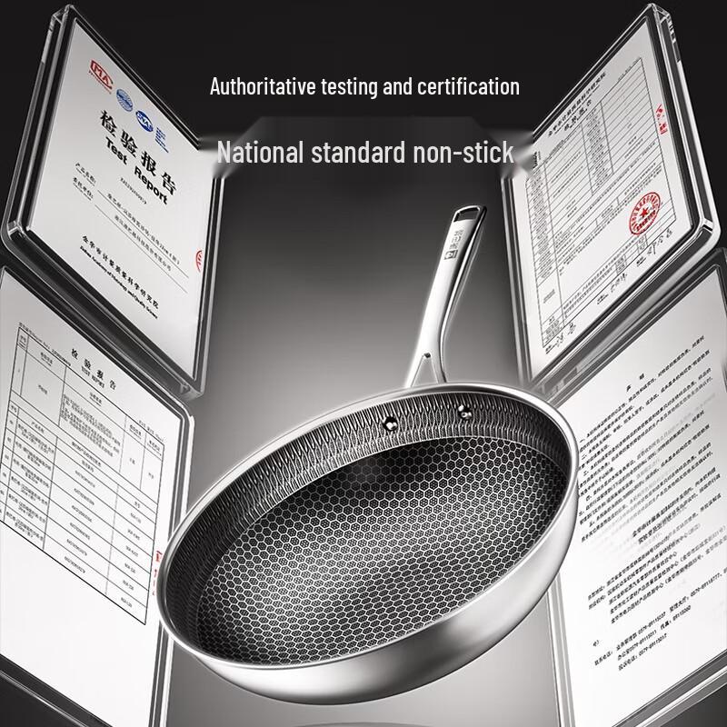 KOBACH 30cm 316L Stainless Steel Non-stick Flat Bottom Wok