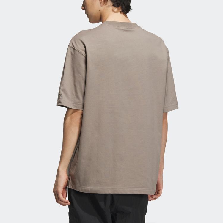 adidas Футболка X Seebin с тиснением и вышивкой букв, SS23, мужские повседневные спортивные топы с короткими рукавами, светло-серые, коричневые IA8175