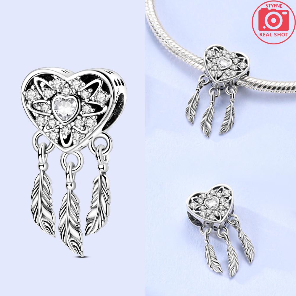 Изысканные Элегантные Медные Шармы Кошка Луна Любовь Сердце Бусины Подходят для Оригинального Браслета Пан Изготовление Для Женщин Ювелирные Изделия Модный Подвеска