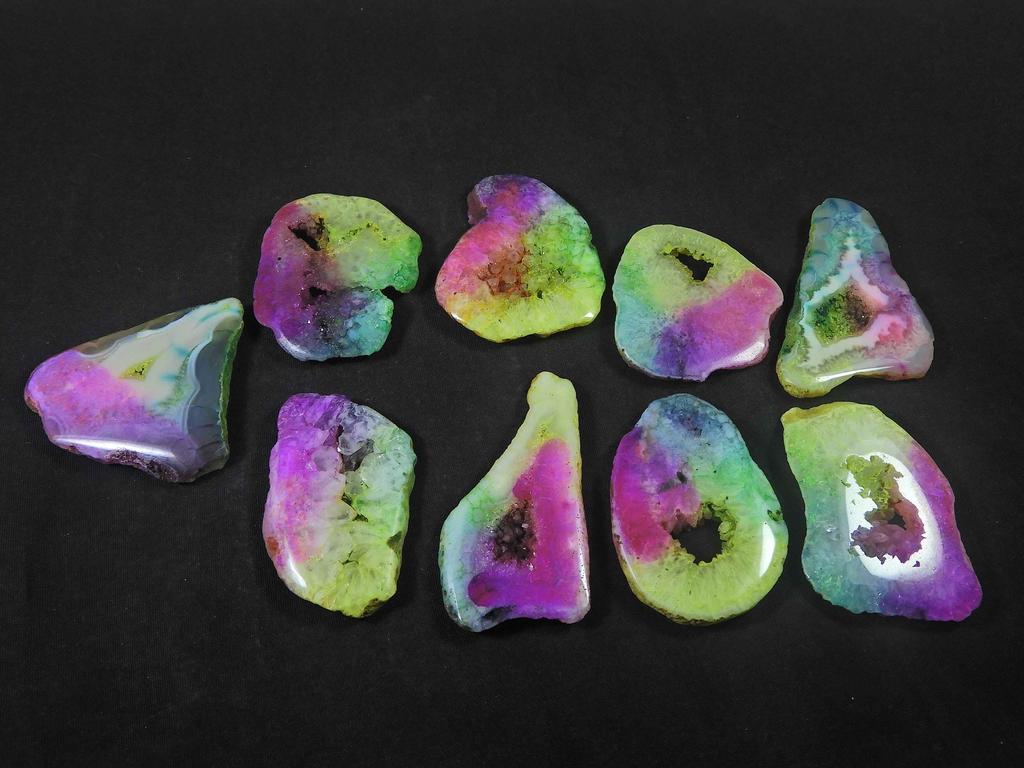 36-47 мм Радужный солнечный оконный срез Друзы Агат Необычный россыпью драгоценный камень 9 шт. Лот RQ-2175