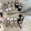 2025 New One-word French Retro Versatile Soft Sole Square Head Commuter Shoes Mary Jane Shoes Light Mouth Small Leather Shoes