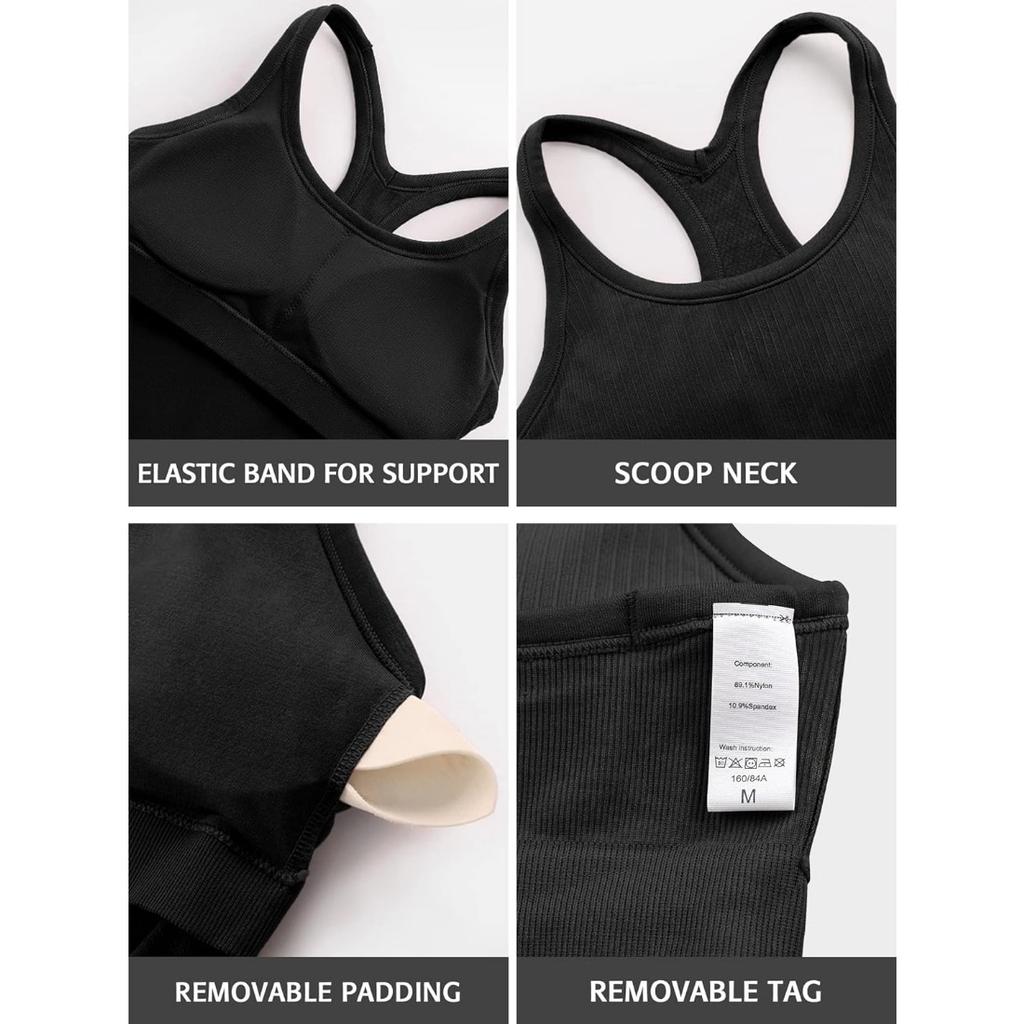 CHARMLEAKS Женские майки для тренировок в рубчик со встроенным бюстгальтером. Плотный спортивный топ с круглым вырезом и борцовкой.