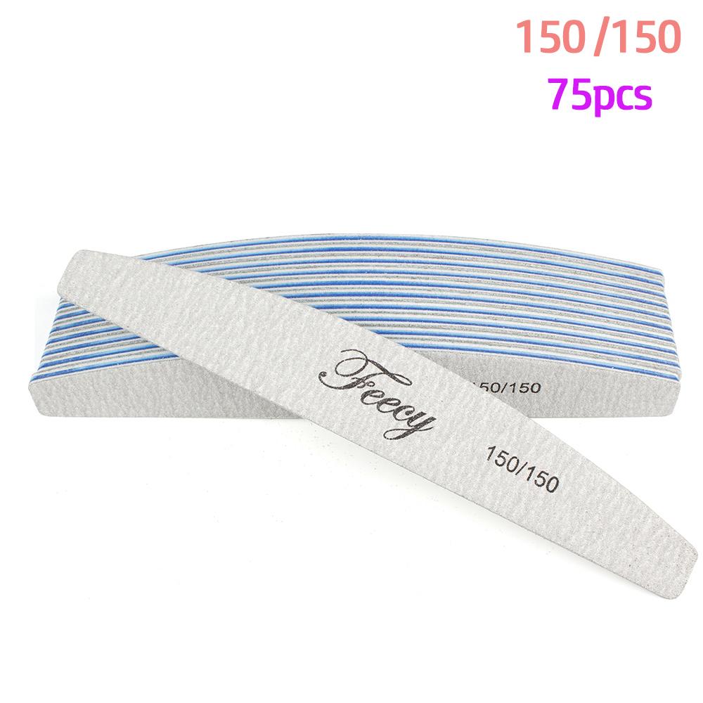 Пилочки для ногтей, буферная наждачная бумага, зернистость 80/100/150/180/240, для маникюра, прочная, толстая шлифовальная пилочка для ногтей в форме полумесяца, лайм, инструменты