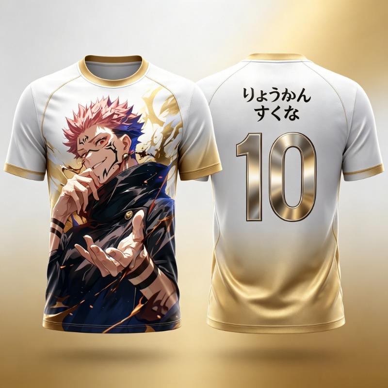 Jujutsu Kaisen 2026 Лето Рёмен Сукуна Футболка Мужская Аниме Принт Повседневная Свободная Оверсайз Для улицы Спорт Быстросохнущая Футболка