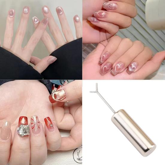 Heart Magnet Set Nail Art Tool with Y-Shaped Guide Magnetic Rods Cat Eyes Effect Professional Nail Design Kit for Home Salon