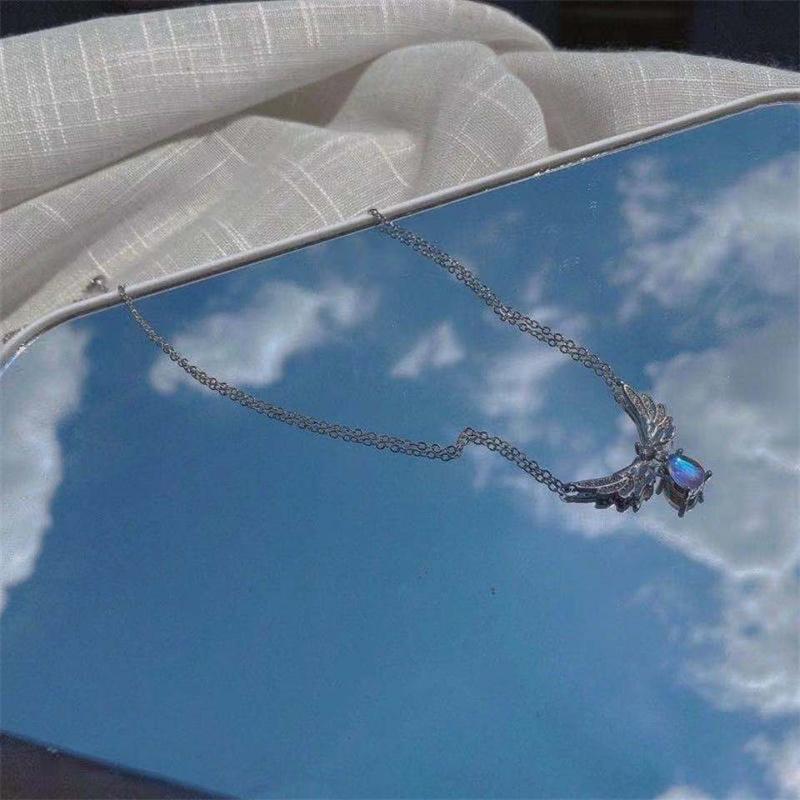 QQs Kpop Фея Циркон Крылья Сердце Кристалл Кулон Ожерелье для Женщин Сердце Ключицы Цепи Колье Мода Y2K Egirl Эмо Ювелирные Изделия Подарки