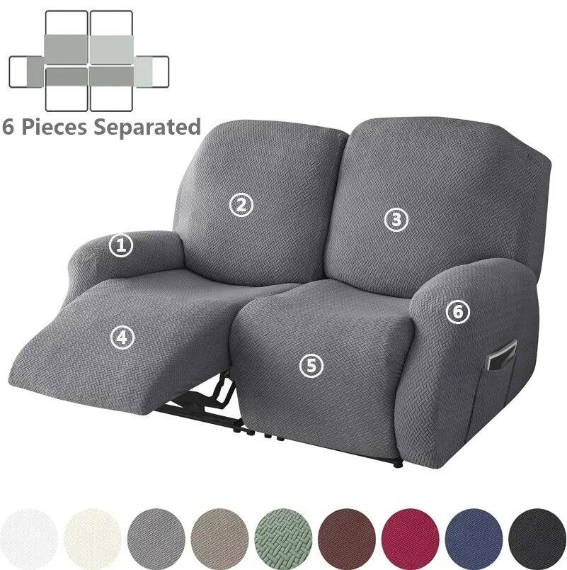 1/2/3 Seater Jacquard Recliner Sofa Cover Stretch Solid Color Armchair Covers Living Room Lazy Boy Couch Slipcovers Funda Sofa