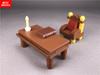 Нетоксичный набор Moc Bricks DIY Коричневый Классический Стол и Стул и Книжная полка Строительные Блоки Собранные Игрушки Для Детей Подарки на Рождество