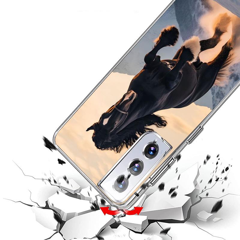 Animal Black Horse Cover Phone Case For Samsung Galaxy S26 S25 Edge S24 Ultra S23 S22 Plus S21 S20 FE Soft Fundas Shell Galaxy S