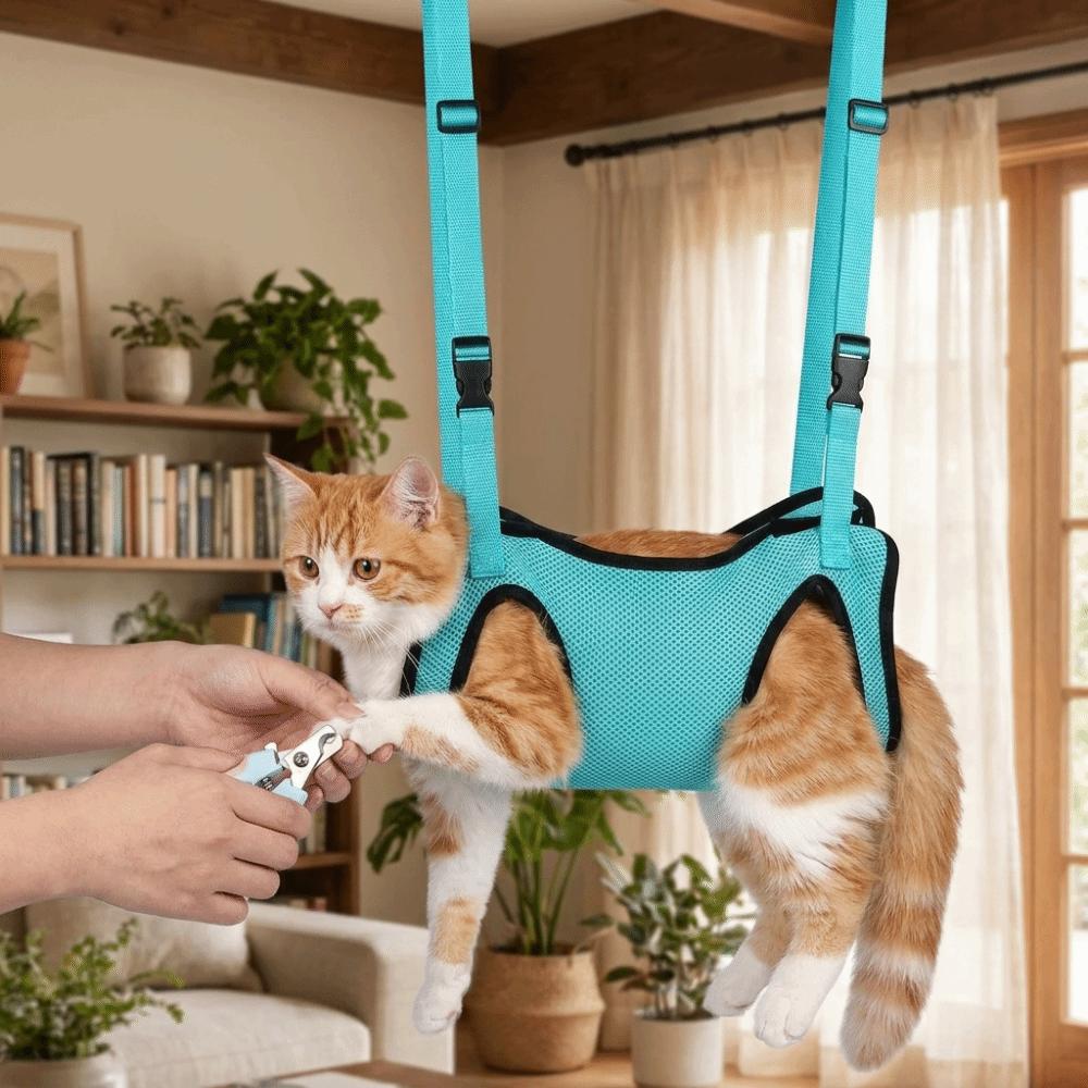Adjustable Pet Nail Trimming Hammock Breathable Mesh Dog Trimming Restraint Bag For Cleaning