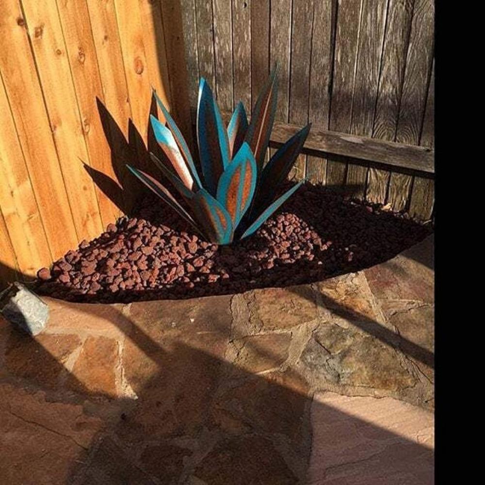 Большая скульптура из текилы в деревенском стиле, металлические растения для патио, двора, домашнего декора, ручная роспись, садовая статуэтка из агавы, украшение для газона, колышек, 27 см