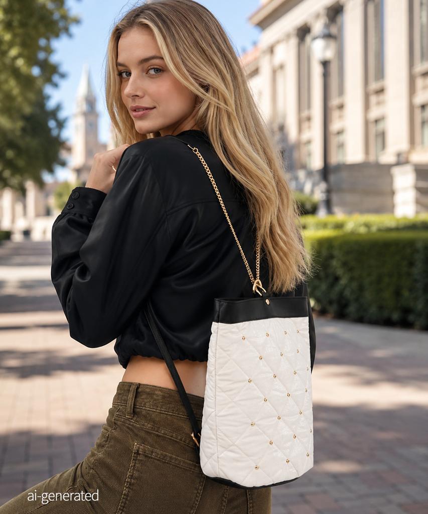Jina In Ny 3-Way Use Elizabeth Mini Backpack [White Combo]