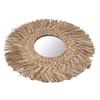 Straw Weaving Wall Mirror Retro Beautiful Woven Wall Hanging Mirror for Dorm Room Decoration Nature