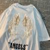 Angel A Pair Of Huge Wings Black Pattern Mens T Shirts Hip Hop Summer Tee Clothing Fashion Cartoons Tops Cotton Couple T-Shirts
