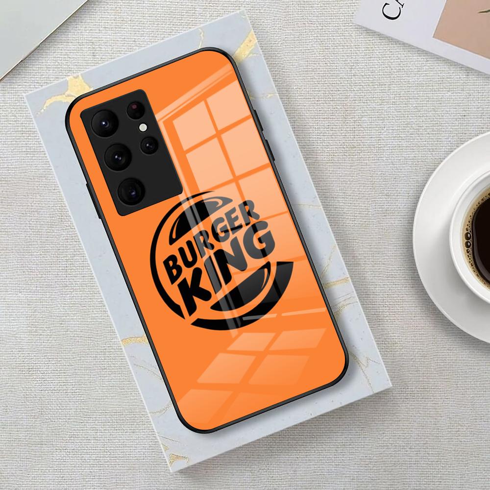 Brand Burger King Phone Case For Samsung S26 S25 Edge Ultra 23 22 21 20 Ultra Plus S24 Fe Glass Cover