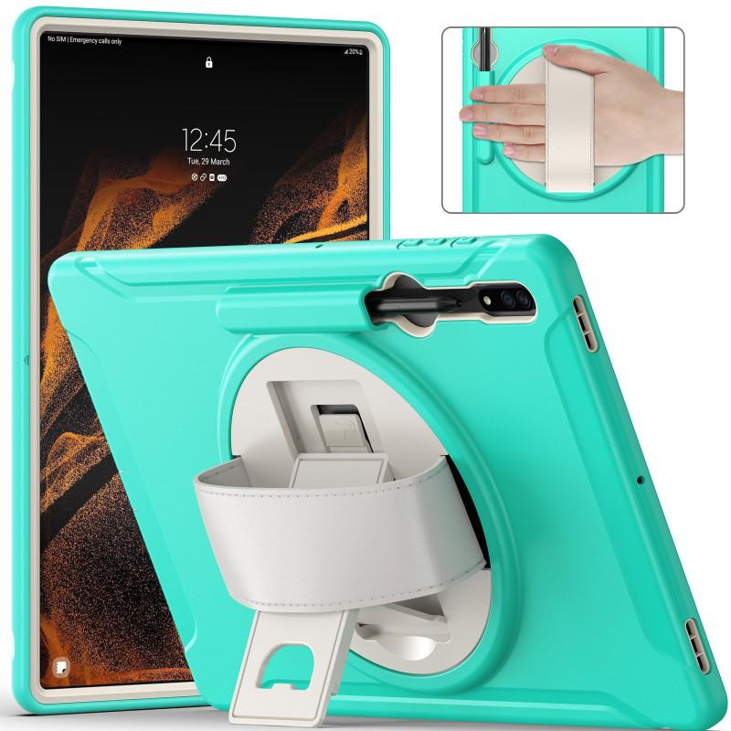 Shockproof Tablet Case With Wrist Strap Rotating PC Stand Galaxy Tab S8 Ultra X900 X906