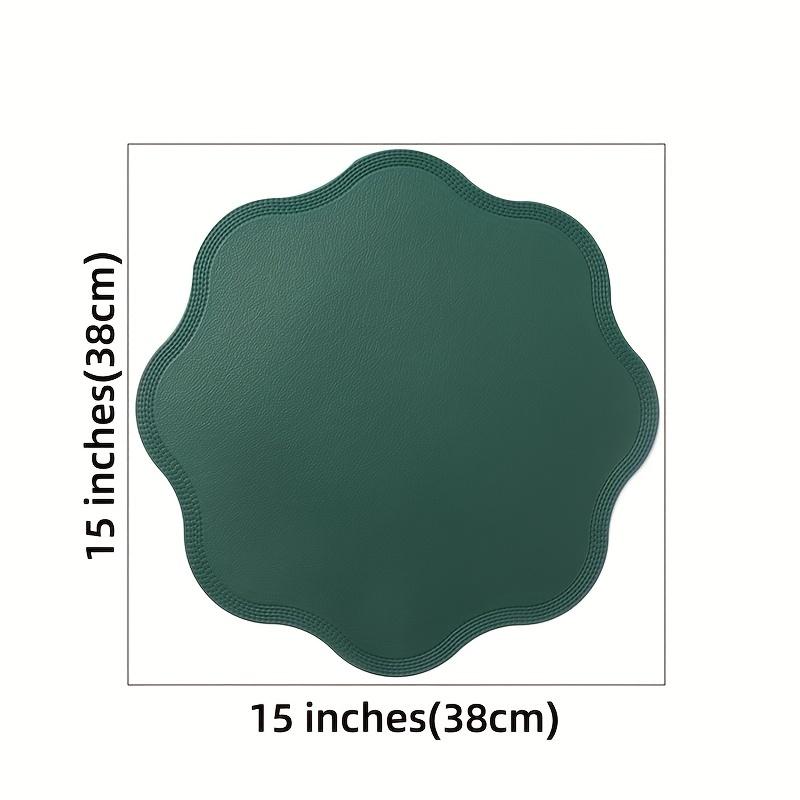 1/4/6PCS Round Placemats Sets Luxury Faux Leather Table Mats Pad Table Sets Embossed Flower Shaped Place Mats
