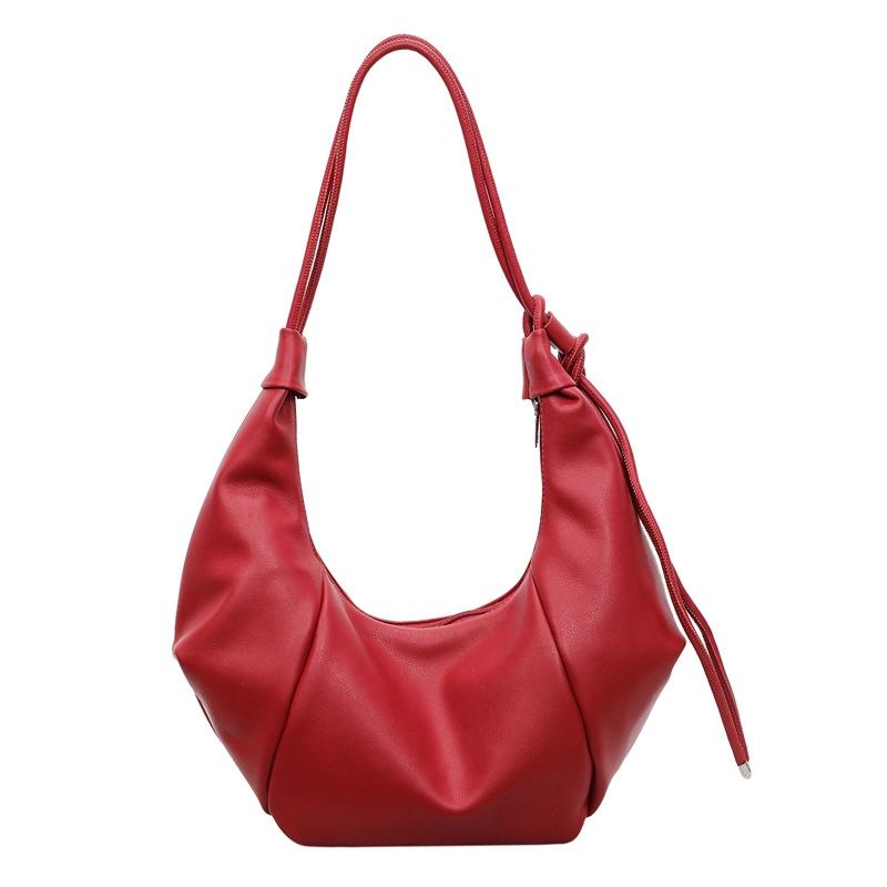 Han large-capacity dumpling bag 2026 new solid color soft leather simple underarm shoulder bag casual messenger bag bag women