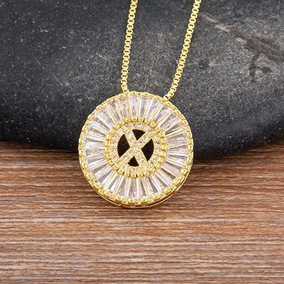 Nidin Name Initials A-Z 26 Zircon Letters Necklace Gold Color Alphabet Clavicle Chain Choker For Women Pendant Collar Jewelry