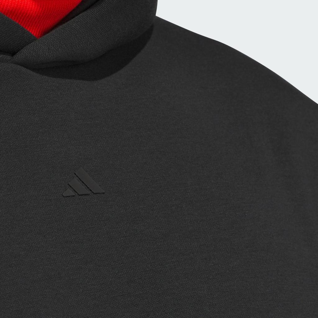 adidas Баскетбол FW24 Коллекция 2025 Глава 01 Флисовая толстовка с принтом-буквами Свободный крой Унисекс Пуловер-свитшот Черный Красный IZ4907