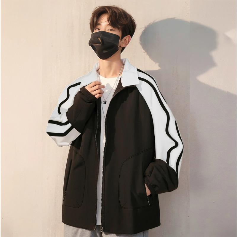 Осенне-зимняя новая мужская повседневная спортивная куртка с воротником-стойкой, ворсистая и утолщенная, теплая, модная мужская бейсбольная майка с тремя полосками