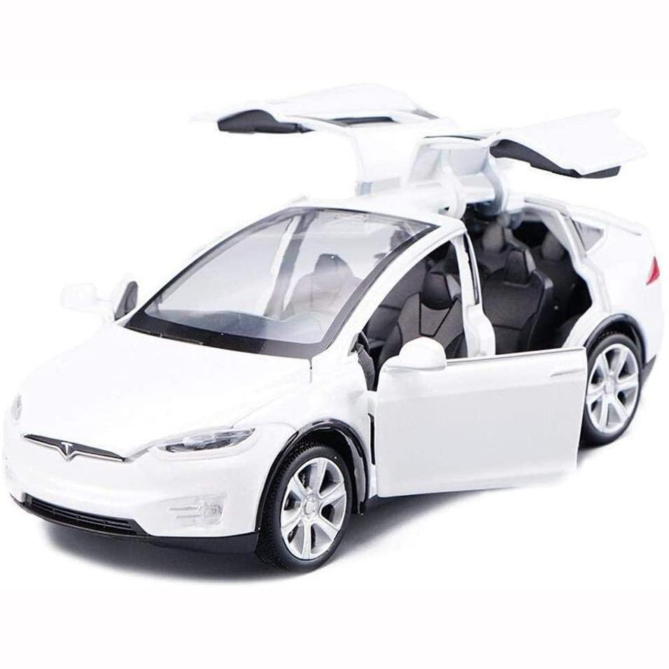 Литая игрушечная машинка Model X, 1 шт.:32-масштабная игрушечная машина с откидным механизмом, модель X90 из сплава Tesla, открывание двери автомобиля из сплава с подсветкой и музыкой, детские игрушки