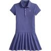 Polo Ribbed Mesh Polo Collar Ruffled Low Waist Short Sleeve Dress Kids Dresses 313698754-088