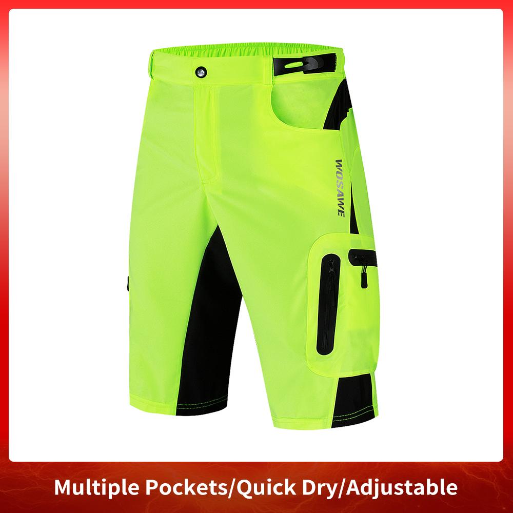 WOSAWE Motorcycle Shorts Men Loose Fit Multi-Pockects MTB Shorts Downhill Mountain Bike Motocross Racing Moto Summer Short Pants