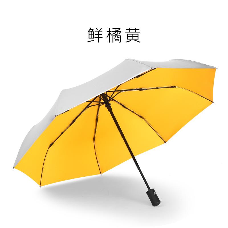 Titanium Silver Glue Three-fold Automatic Umbrella Sunscreen Parasol Small Fresh Pocket Weather and Rain Vinyl Folding Umbrella