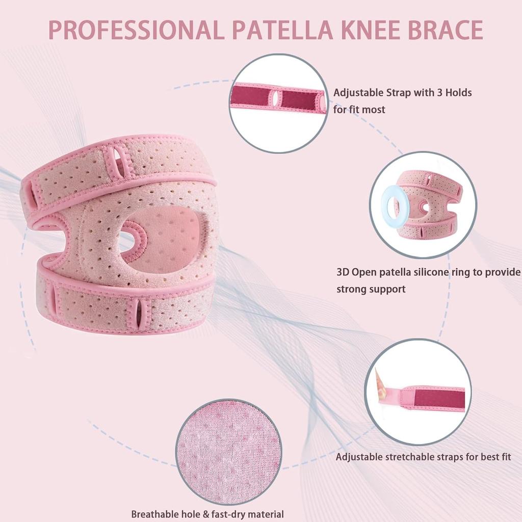 Регулируемый наколенник для бега - Наколенник с пателлярной поддержкой для боли в колене, двойной ремень для поддержки пателлярного сухожилия с гелевой подушечкой, поддержка колена