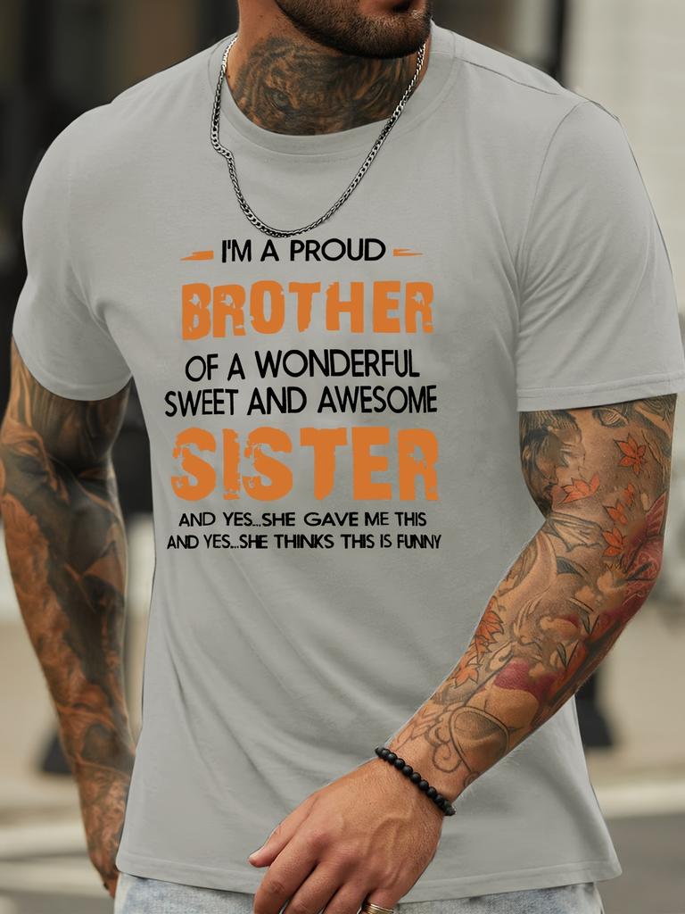 Мужская футболка "BROTHER SISTER", футболка с круглым вырезом, повседневная одежда, весна и лето