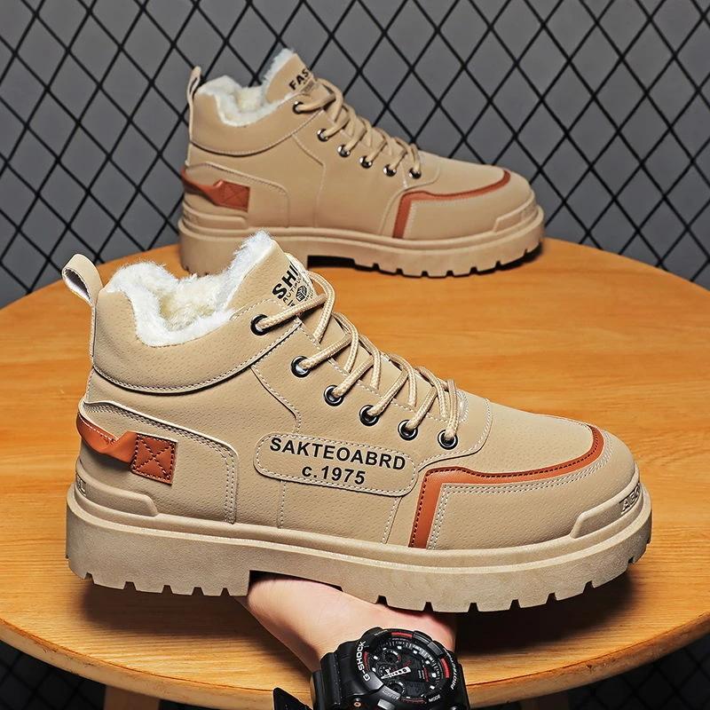 Мужские зимние ботинки Модные Теплые Защищающие от холода Высокие Хлопковые Ботинки Толстый Плюш Качественные Мужские Зимние Ботинки Мех Оригинальные Предложения Обувь