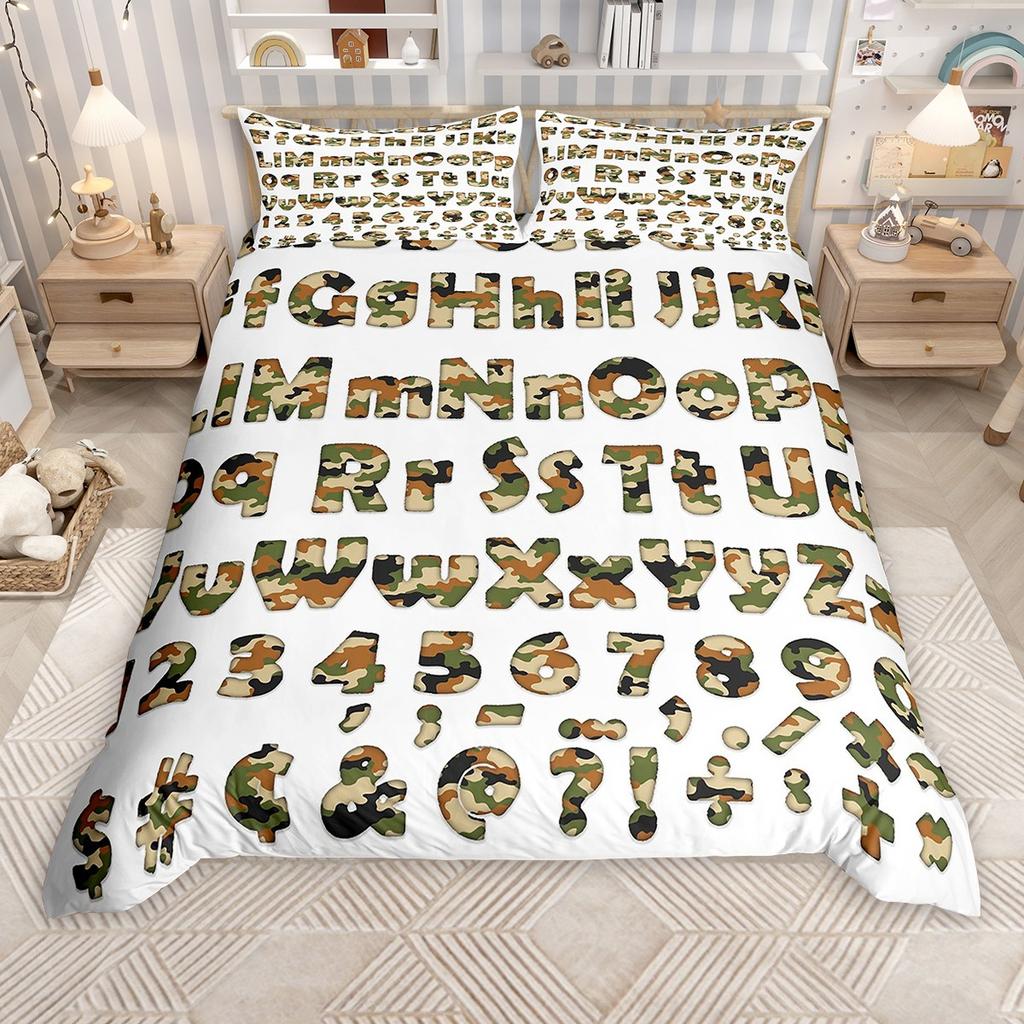Комплект пододеяльника с мультяшным алфавитом Homewish для детей, красочный цифровой комплект чехла для одеяла, постельный комплект на школьную тематику