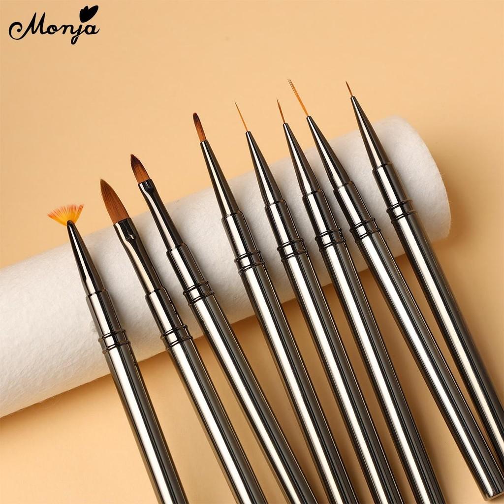 monja Кисть для дизайна ногтей, французский лайнер, акриловый УФ-гель, наращивание, 8 стилей, головка кисти, градиентная цветущая ручка для рисования цветов, инструменты для маникюра своими руками