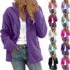 Women's Loose Casual Solid Color Lambswool Stand Up Collar Cardigan Jacket Long Sleeved Jacket