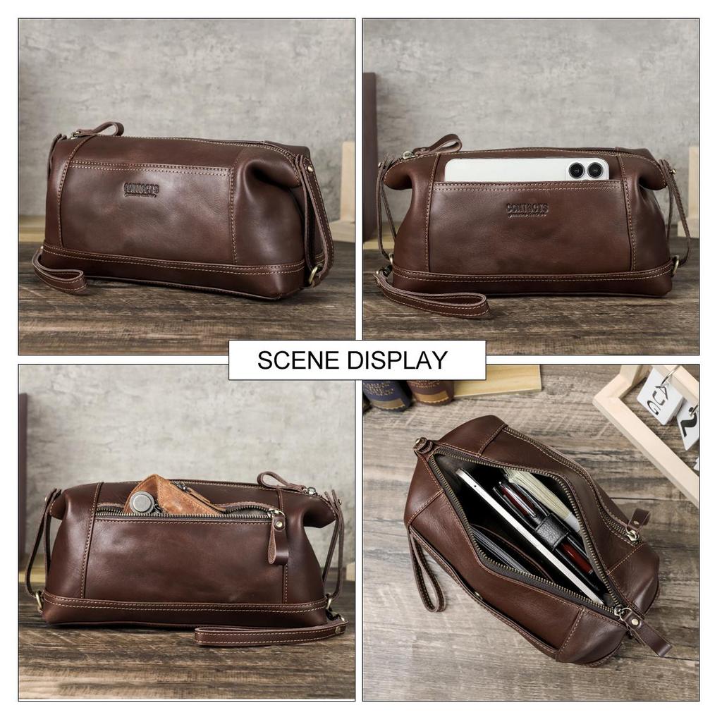 Сумки-клатчи CONTACT'S из натуральной кожи для мужчин, высококачественные сумки-тоут на молнии, мужские кошельки, дорожные сумки, карман для телефона