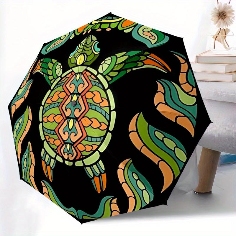 1pc Sea Turtle Mandala Automatic Opening/closing Umbrella with Auto Open/Close, Perfect Gift for Friends, Durable Plastic Handle yy250801192