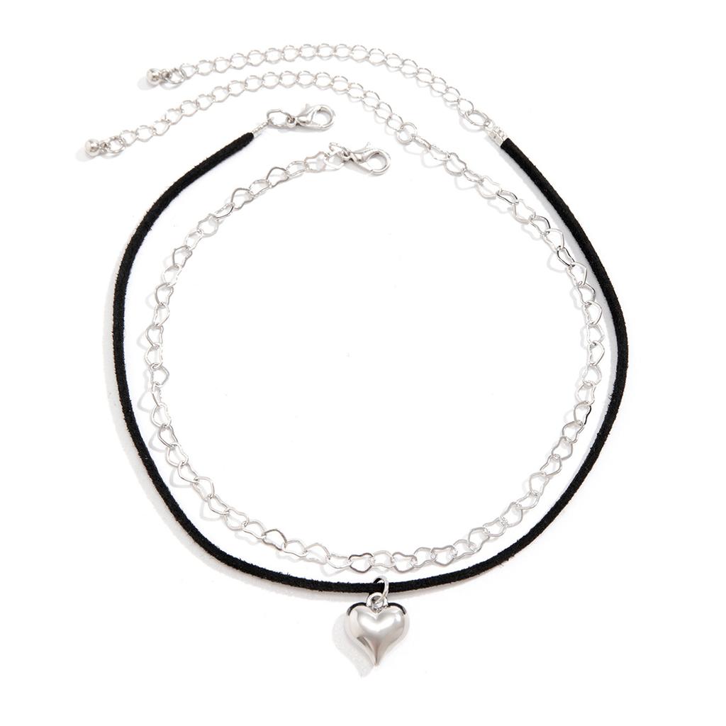 Креативный чокер-подвеска на цепочке в форме сердца, короткий, смешанный, из фланели, готический, шейная цепочка, ювелирное изделие