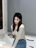 Zhao Lusi Style Striped Polo Collar Wool Knit Sweater - Women's Spring Slim Fit Long Sleeve Top