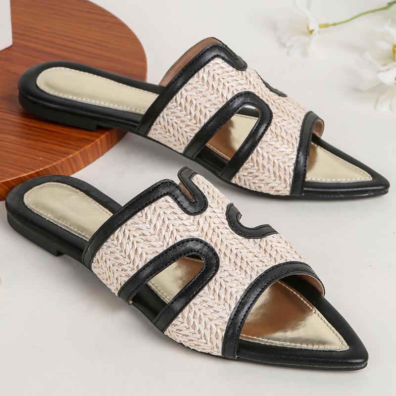 Fashion Fashion Pointed Toe Flat Sandals Women 36-43 Large Size Open-toe Women Sandals Summer Comfortable Non-slip Vacation Beach Shoes