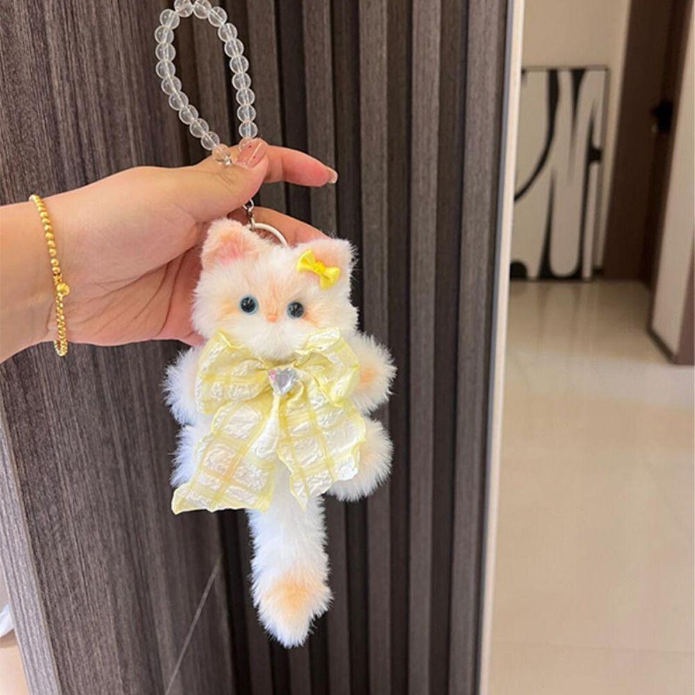Kawaii Twisty Stick Little Cat Pendant Plush Kitten Pendant Material Package Girls Children Toys