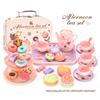 Simulation Afternoon Tea Snack Suitcase Set, Baby Pink Casual Tea Set, Girl Play House Toy