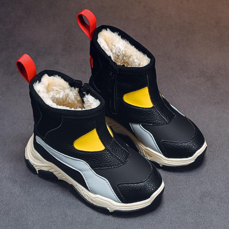 Детские хлопковые сапоги зимние новые ботинки для мальчиков зимние сапоги для девочек флисовые утолщенные хлопковые ботинки теплая зимняя обувь прилив