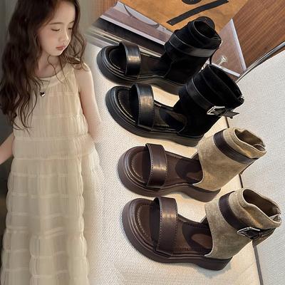 2026Soft-soled, Non-slip Children's Beach Sandals, High-top Design, Summer Sandals for Little Girls, Fashionable Princess Style, Korean-style Roman