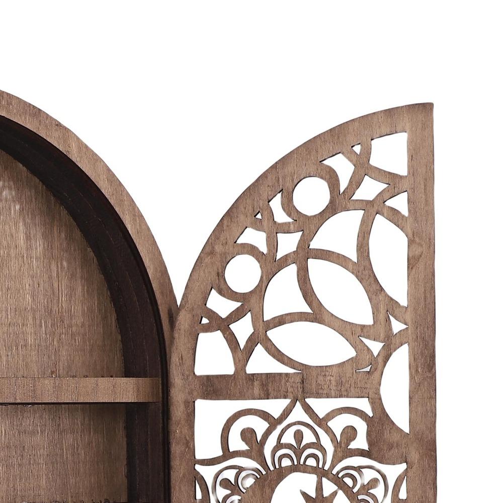 Sun and Moon Design Wall Crystal Display Shelf Wall Hanging Wooden Wall Shelf