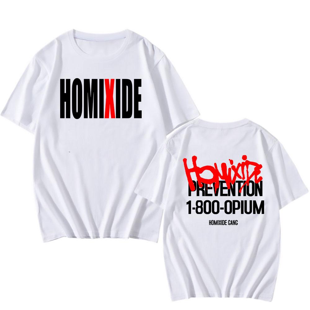 Футболки Rock Band HXG Homixide Gang Футболки Летняя Хлопковая Футболка с Коротким Рукавом Мужская Женская Одежда Графическая Футболка Принт в Стиле Гранж Топ